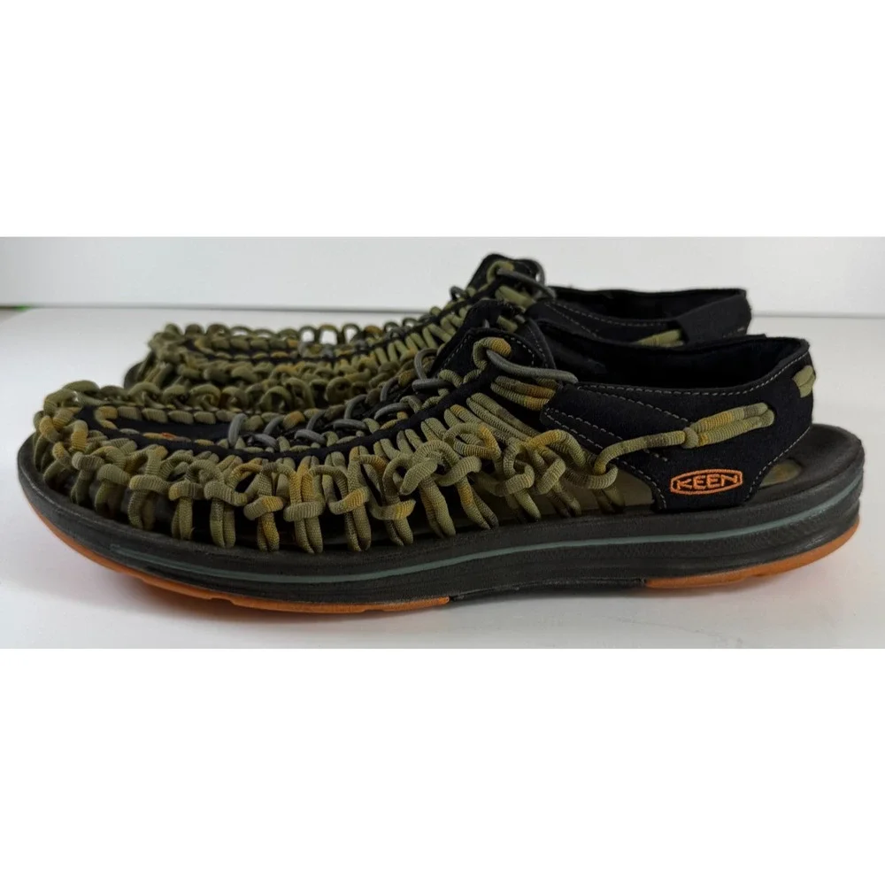 KEEN UNEEK Men's Size 14 1014619 Black Green Two Cord Sandals Outdoor